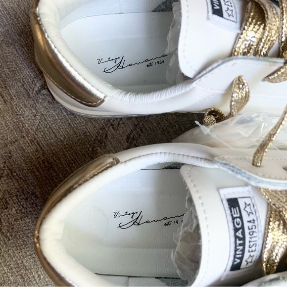 Vintage Havana Jess Sneakers Gold White Star Shoes Size 8 NEW Retail $125 - Picture 5 of 16